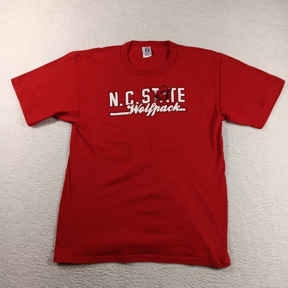 Vintage 90s Logo 7 NC State Wolfpack Shirt Mens Large Red Football NCAA 1991